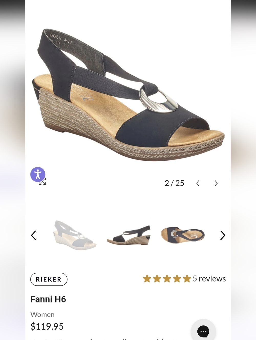 Rieker Fanni H6 Black / Cream Wedge Sandals Size EU36 / US 5.5-6